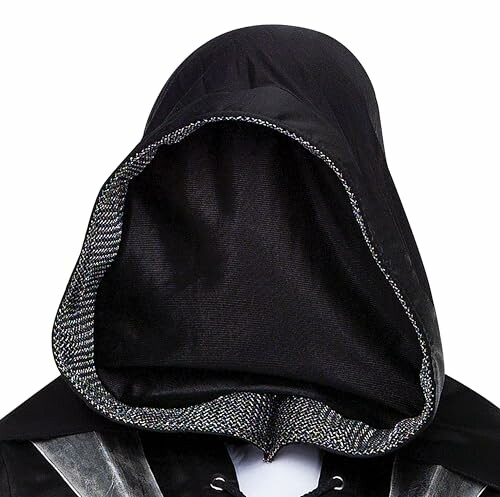 A black hooded cloak with a dark interior.