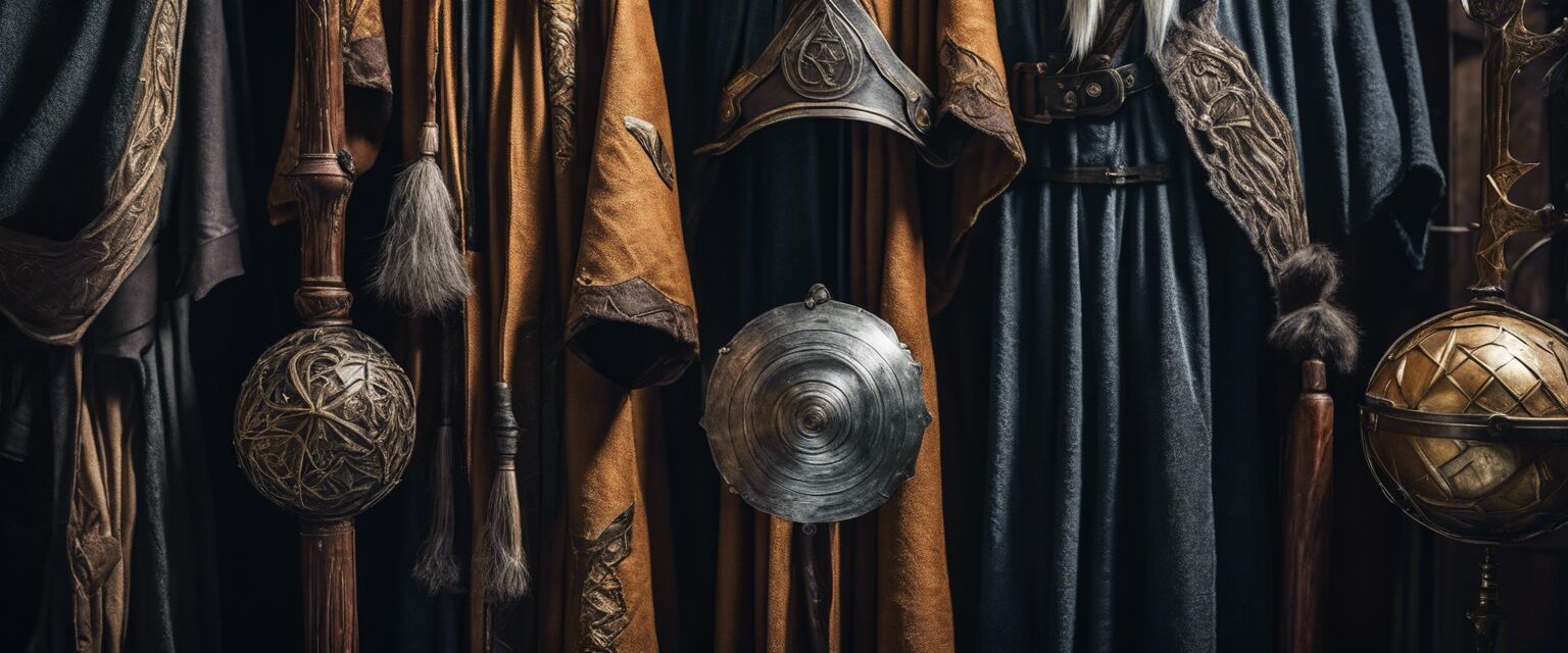 Close-up of wizard costume elements