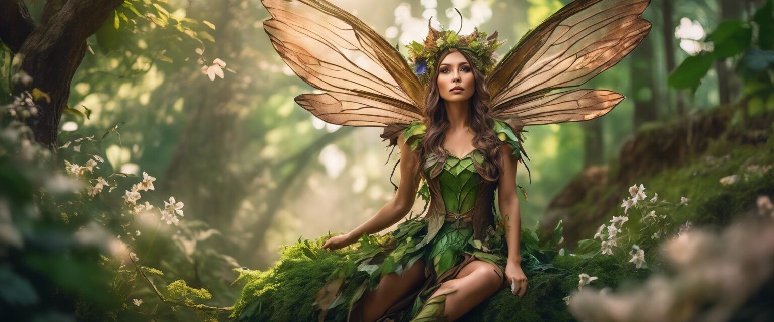 Nature fairy costume in a floral setting