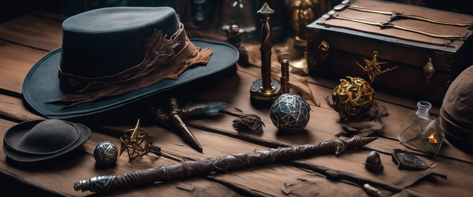 Display of wizard accessories